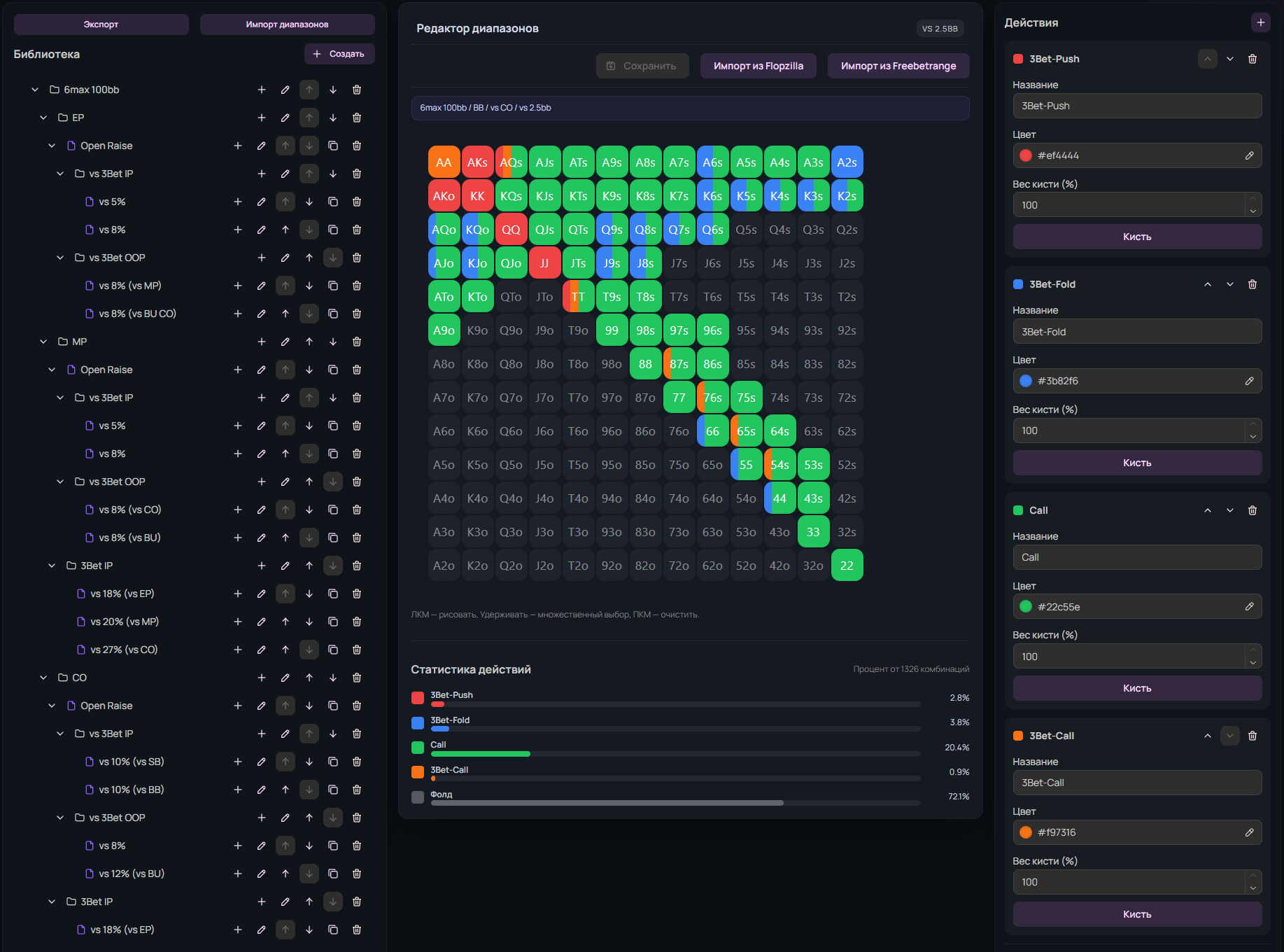 Редактор матрицы рук